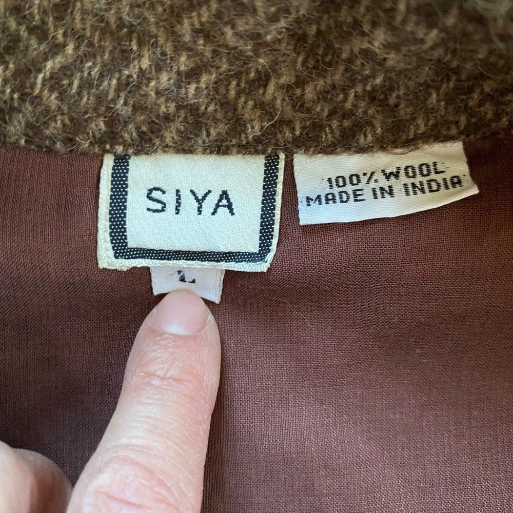 Vintage SIYA Blazer Full Zip Tweed Wool Houndstooth Jacket Womens Size Large VTG - Picture 5 of 12